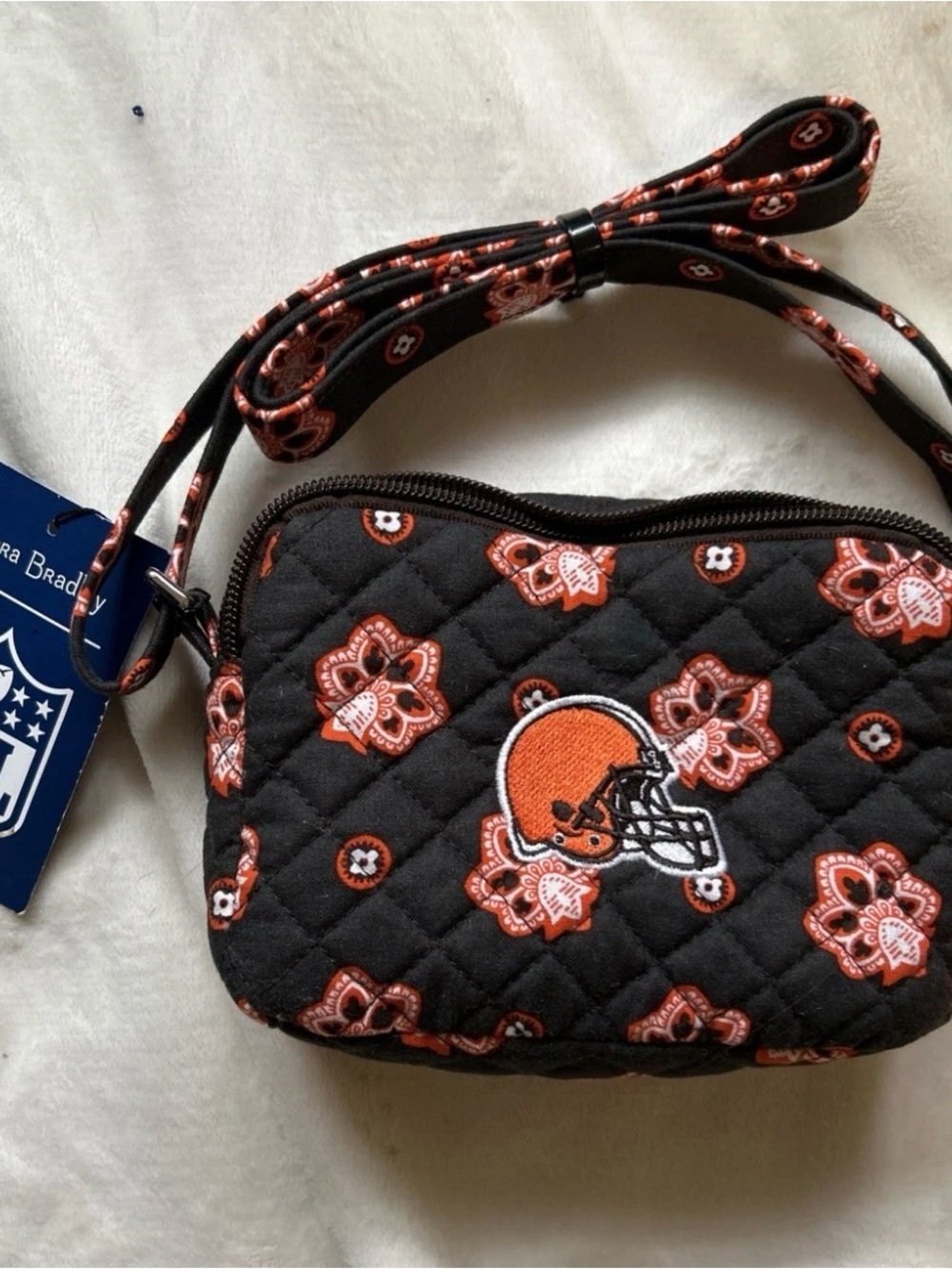 Vera Bradley Black & Orange Quilted NFL Crossbody Bag